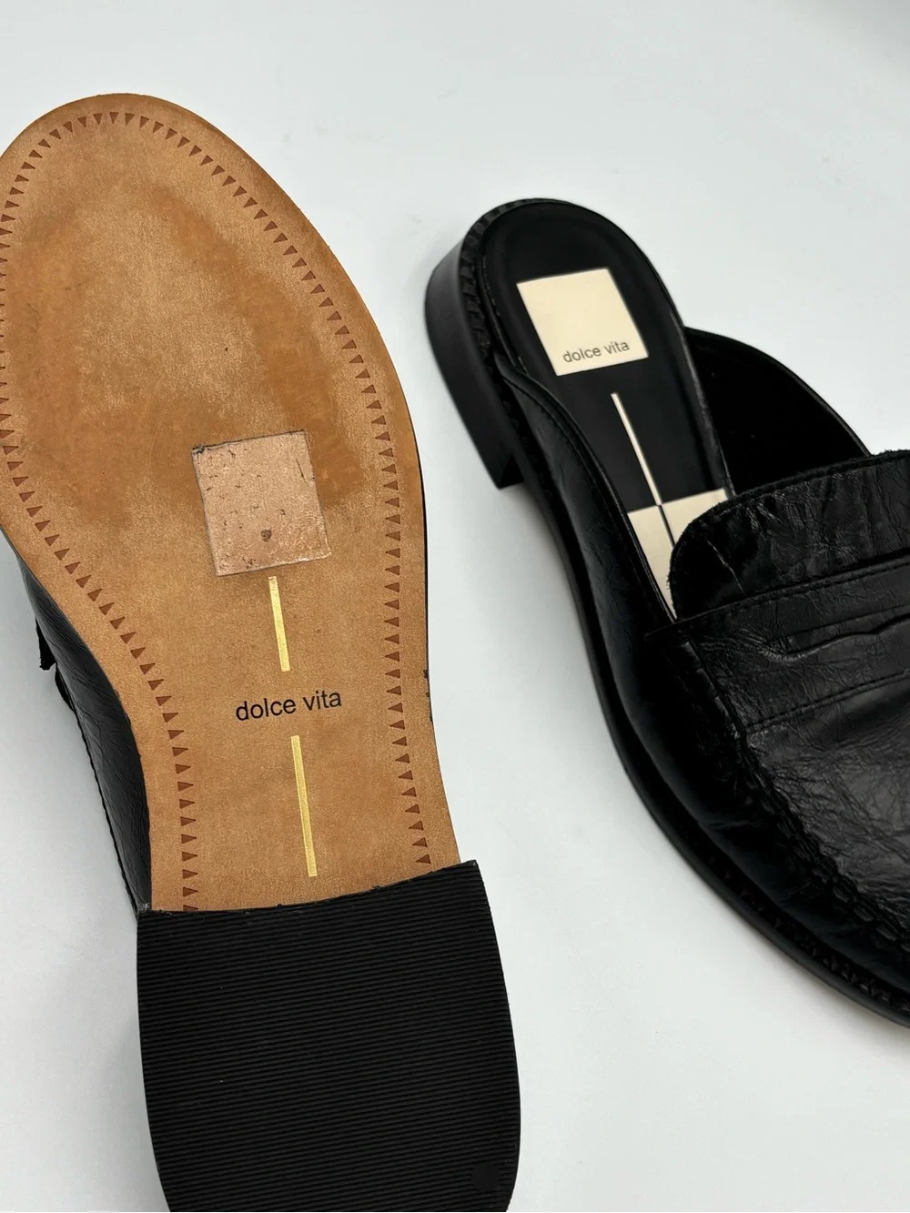 Dolce Vita Black Leather Penny Loafer Mules Women’s Size 7